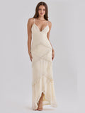 Vanilla Tiered A-Line Maxi Chiffon Formal Dress for Gala Reception