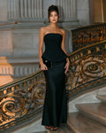 Strapless Peplum Mermaid Formal Dress with Satin Dress