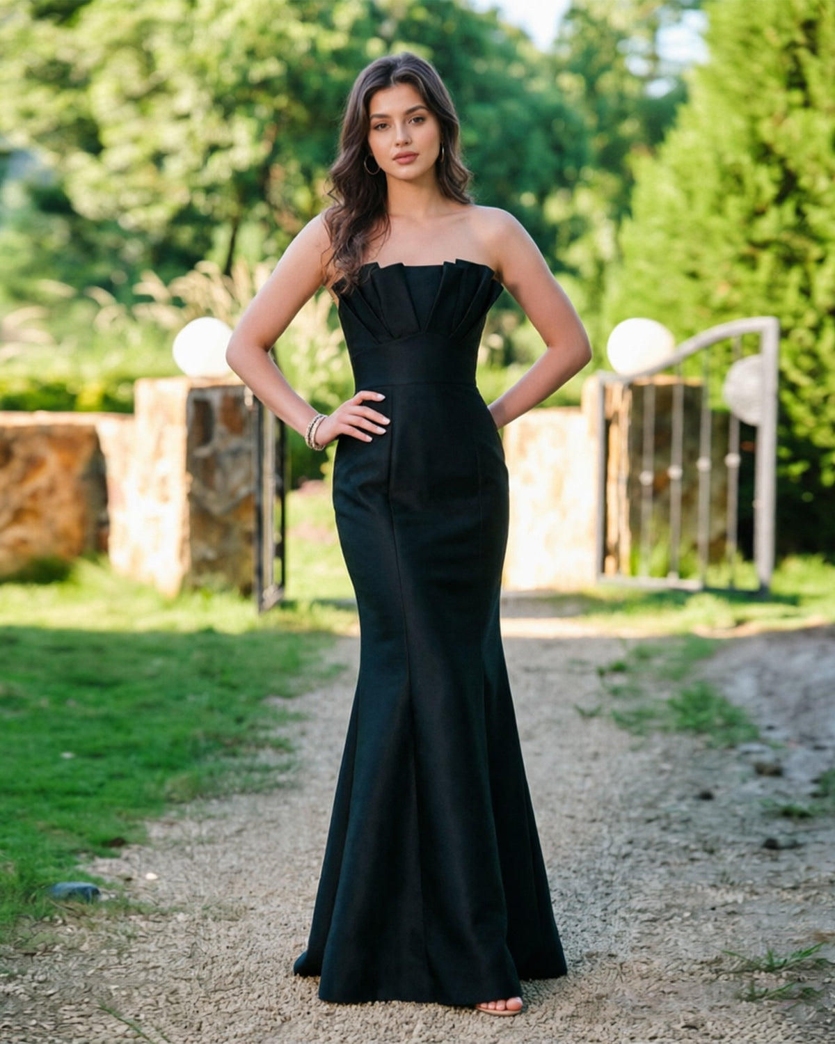 Strapless Pleated Bodice Formal Dress with Mermaid dress