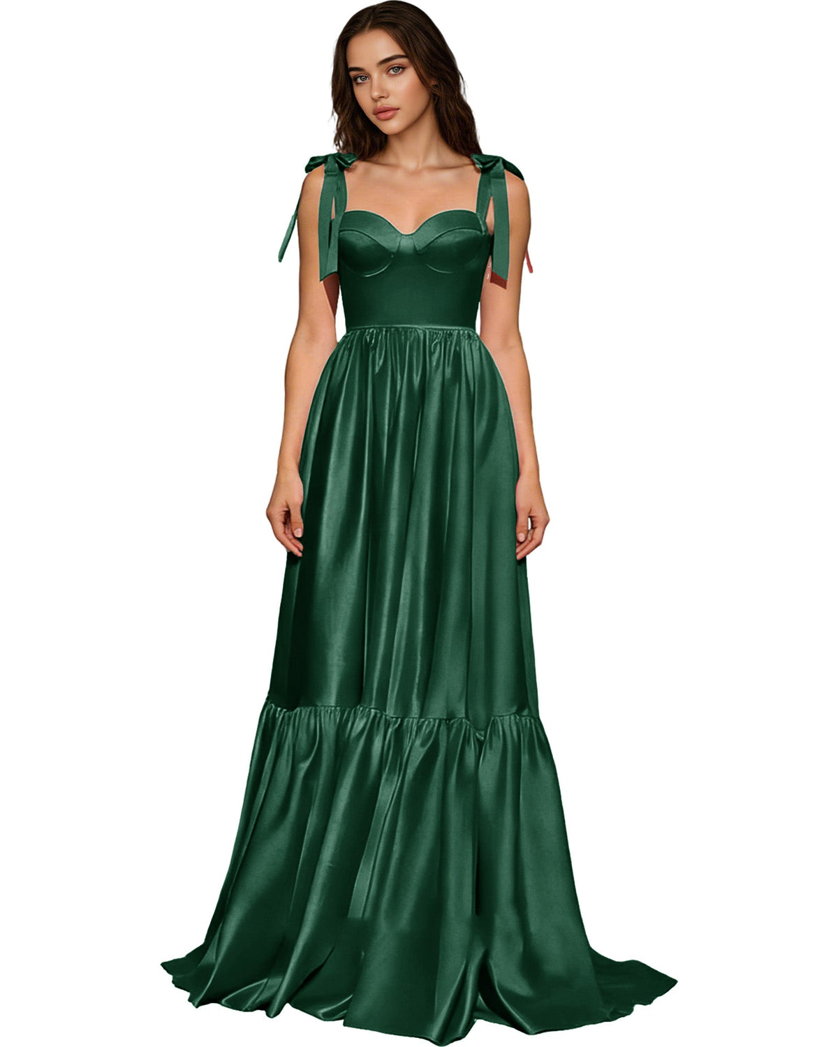 Strapless Black Tulle Ball Gown with Bow Straps and Corset Bodice
