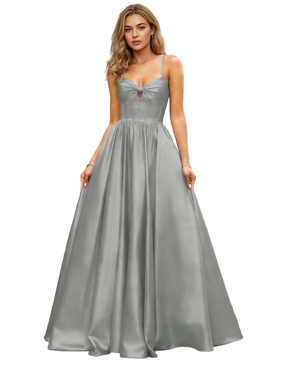 Spaghetti Strap Chiffon Empire Waist Prom Dress with Flowing dress