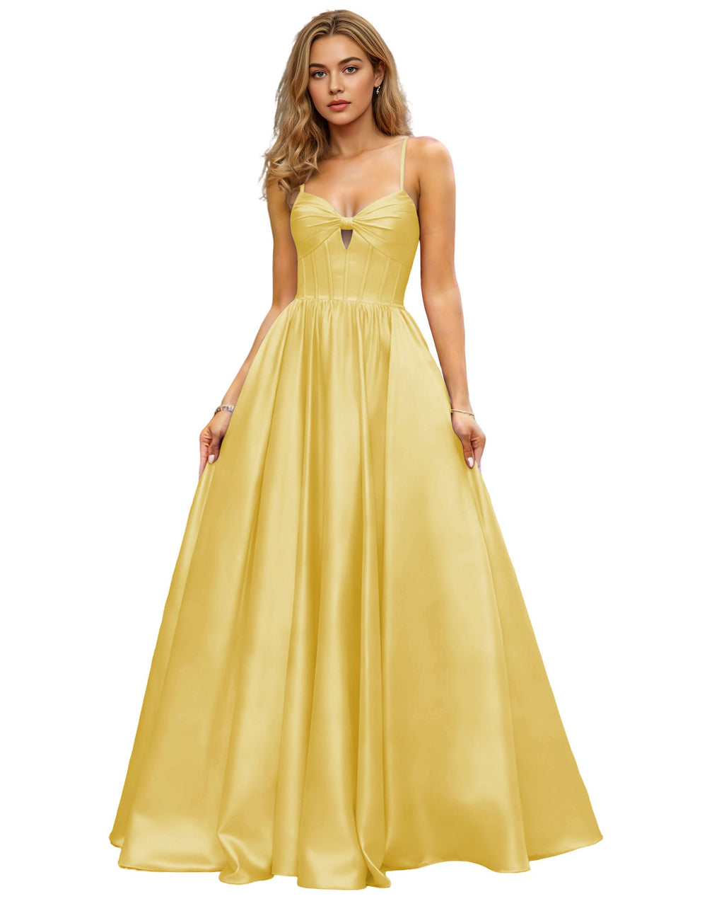 Spaghetti Strap Chiffon Empire Waist Prom Dress with Flowing dress