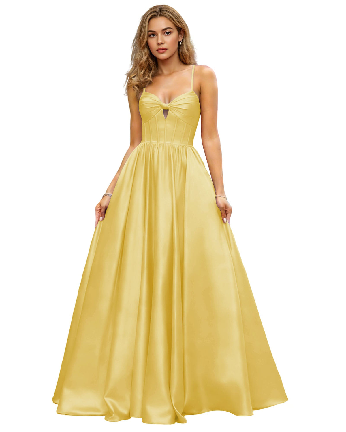 Spaghetti Strap Chiffon Empire Waist Prom Dress with Flowing dress