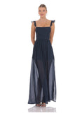 A-Line Maxi Chiffon Bridesmaid Dress for Destination Wedding