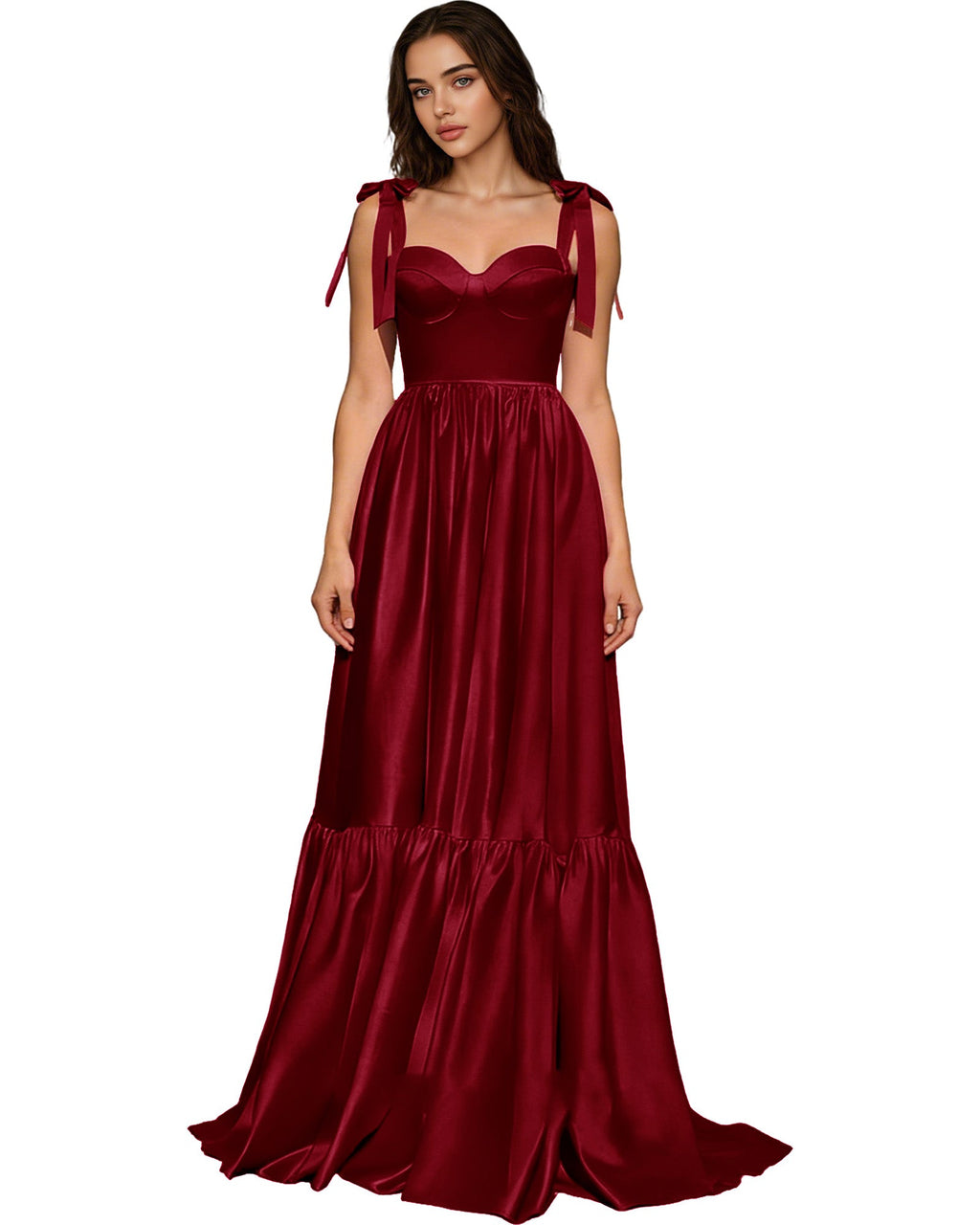 Strapless Black Tulle Ball Gown with Bow Straps and Corset Bodice