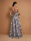 As Picture Corset Side-Slit Slit Strapless A-Line Floor-Length Satin Prom Dress for Winter Formal