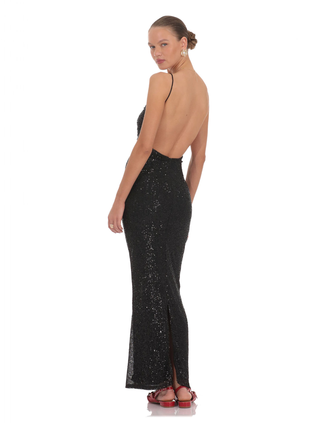 Sequin Bodycon Maxi Mesh Bridesmaid Dress for Bridal Party