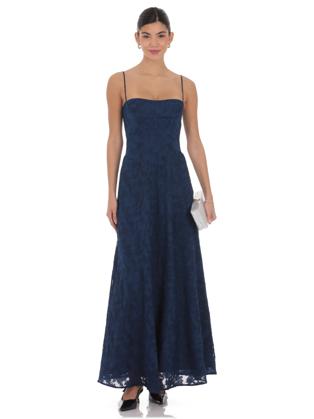 A-Line Maxi Mesh Bridesmaid Dress for Wedding Ceremony