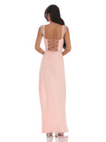 Draped A-Line Maxi Mesh Bridesmaid Dress for Bridal Party