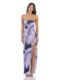 Ruffled Strapless A-Line Maxi Mesh Bridesmaid Dress for Church Wedding