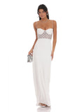 Cut-Out A-Line Maxi Mesh Bridesmaid Dress for Wedding Ceremony