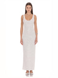 White Sequin A-Line Maxi Mesh Bridesmaid Dress for Bridal Party