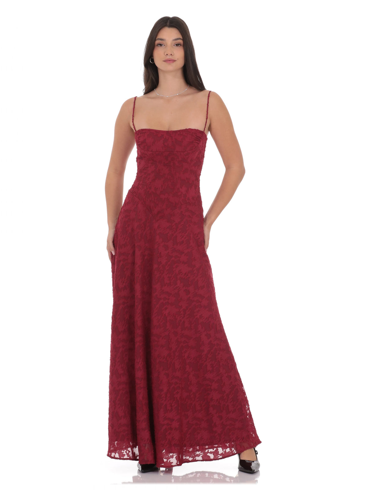 A-Line Maxi Mesh Bridesmaid Dress for Wedding Ceremony