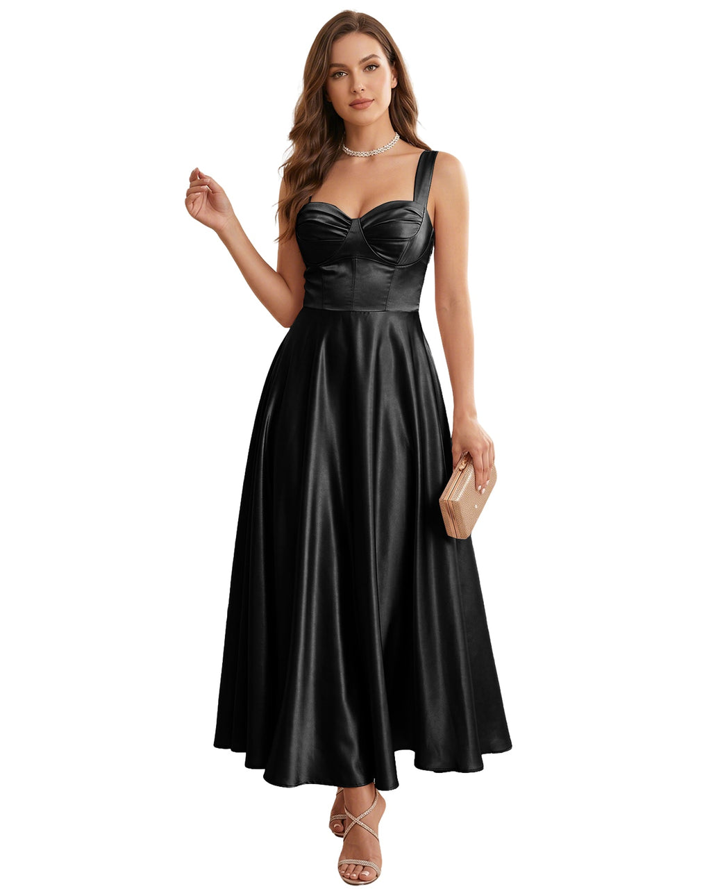 Sweetheart Satin A-Line Bridesmaid Dress with Lace-Up Back