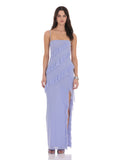 Ruffled Square Neck A-Line Maxi Mesh Bridesmaid Dress for Destination Wedding