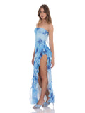 Ruffled Strapless A-Line Maxi Mesh Bridesmaid Dress for Bridal Party