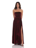Ruched Drop-Waist Maxi Structured Woven Fabric Bridesmaid Dress for Estate Wedding