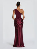 Cherry Lacquer A-Line Maxi Structured Woven Fabric Formal Dress for Campus Gala