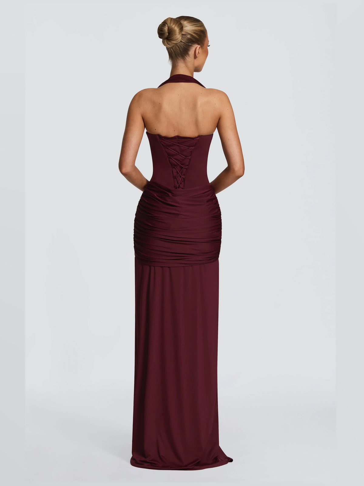 Black A-Line Maxi Structured Woven Fabric Formal Dress for Holiday Gala