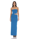 Cut-Out Strapless A-Line Maxi Structured Woven Fabric Bridesmaid Dress for Destination Wedding