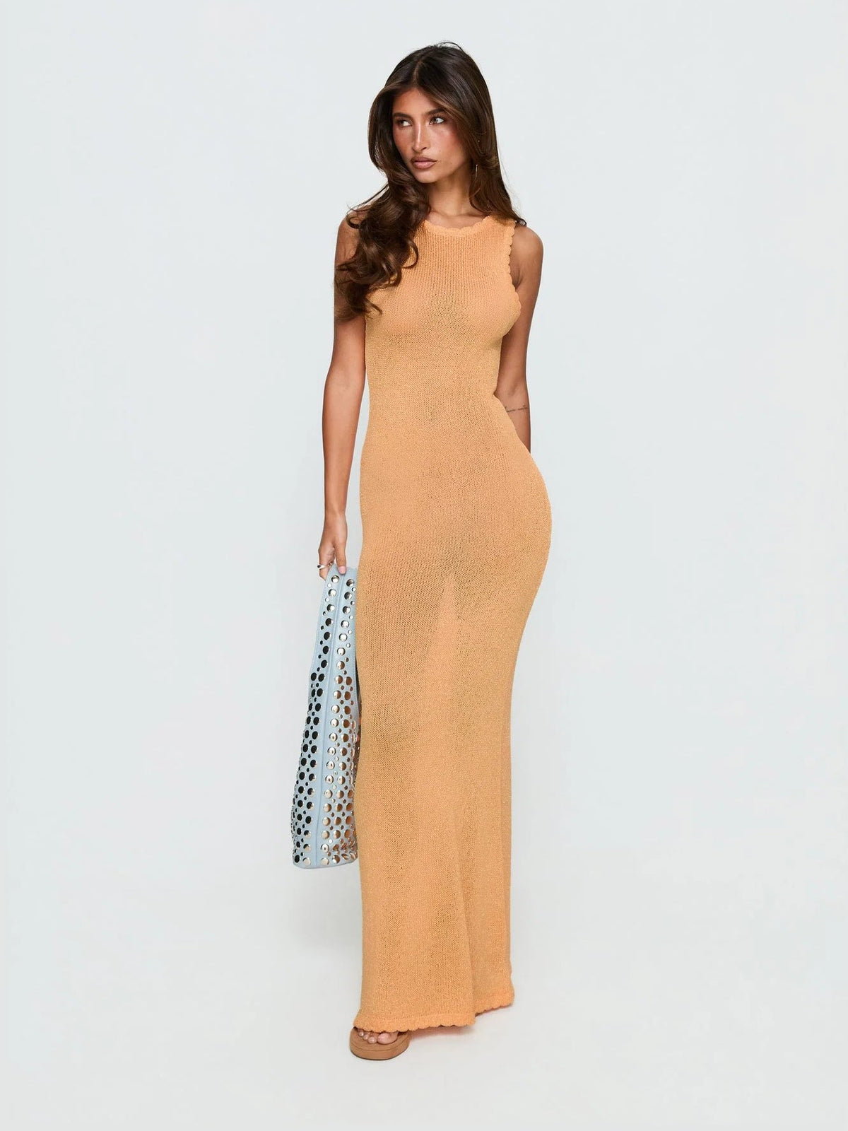 Sorbet A-Line Maxi Structured Woven Fabric Formal Dress for Wedding Celebration