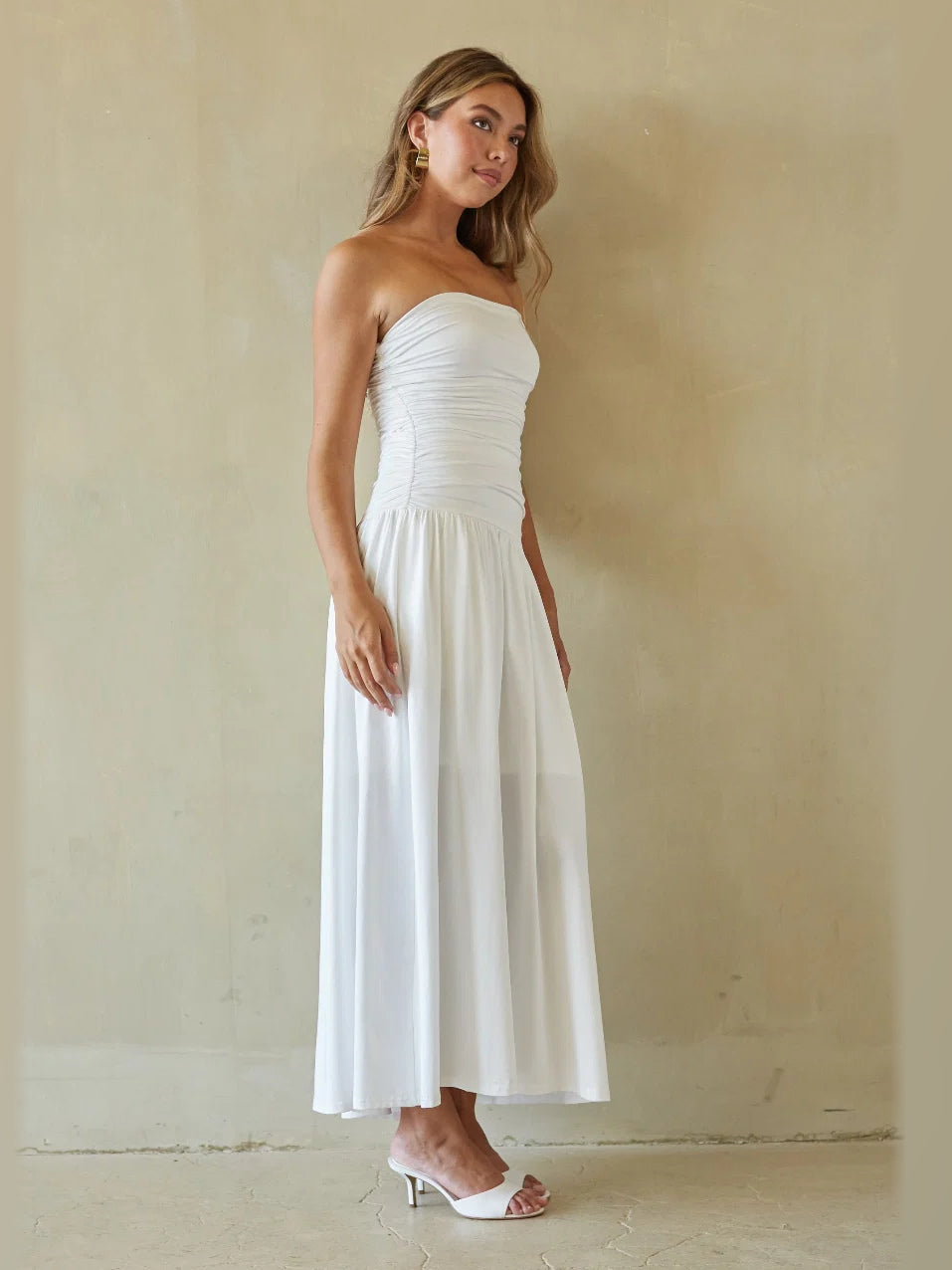 Navy A-Line Maxi Structured Woven Fabric Formal Dress for Formal Dinner
