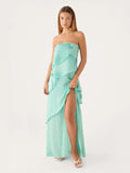 Sage A-Line Maxi Structured Woven Fabric Formal Dress for Wedding Weekend