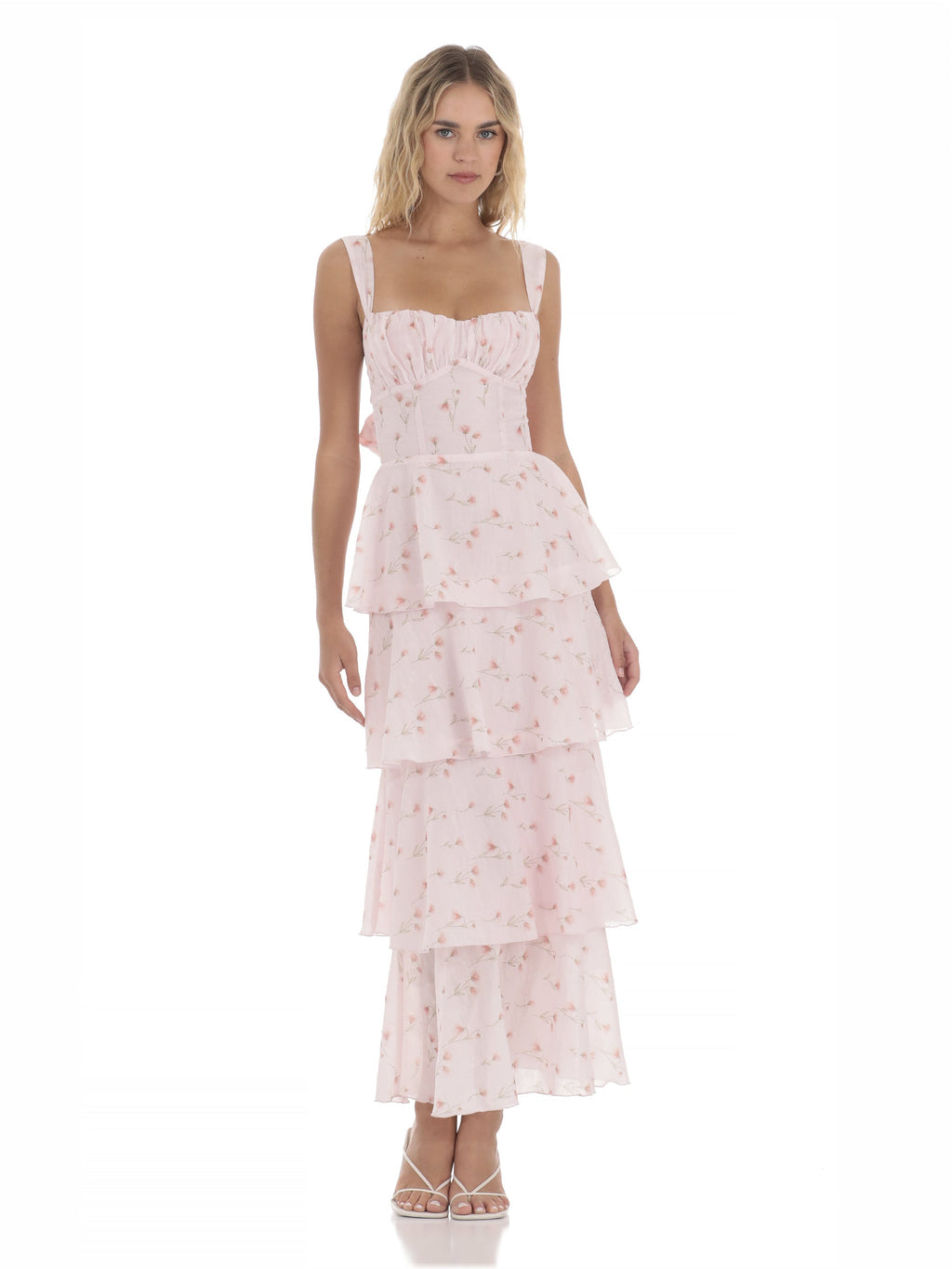 Ruffled A-Line Maxi Structured Woven Fabric Bridesmaid Dress for Wedding Reception