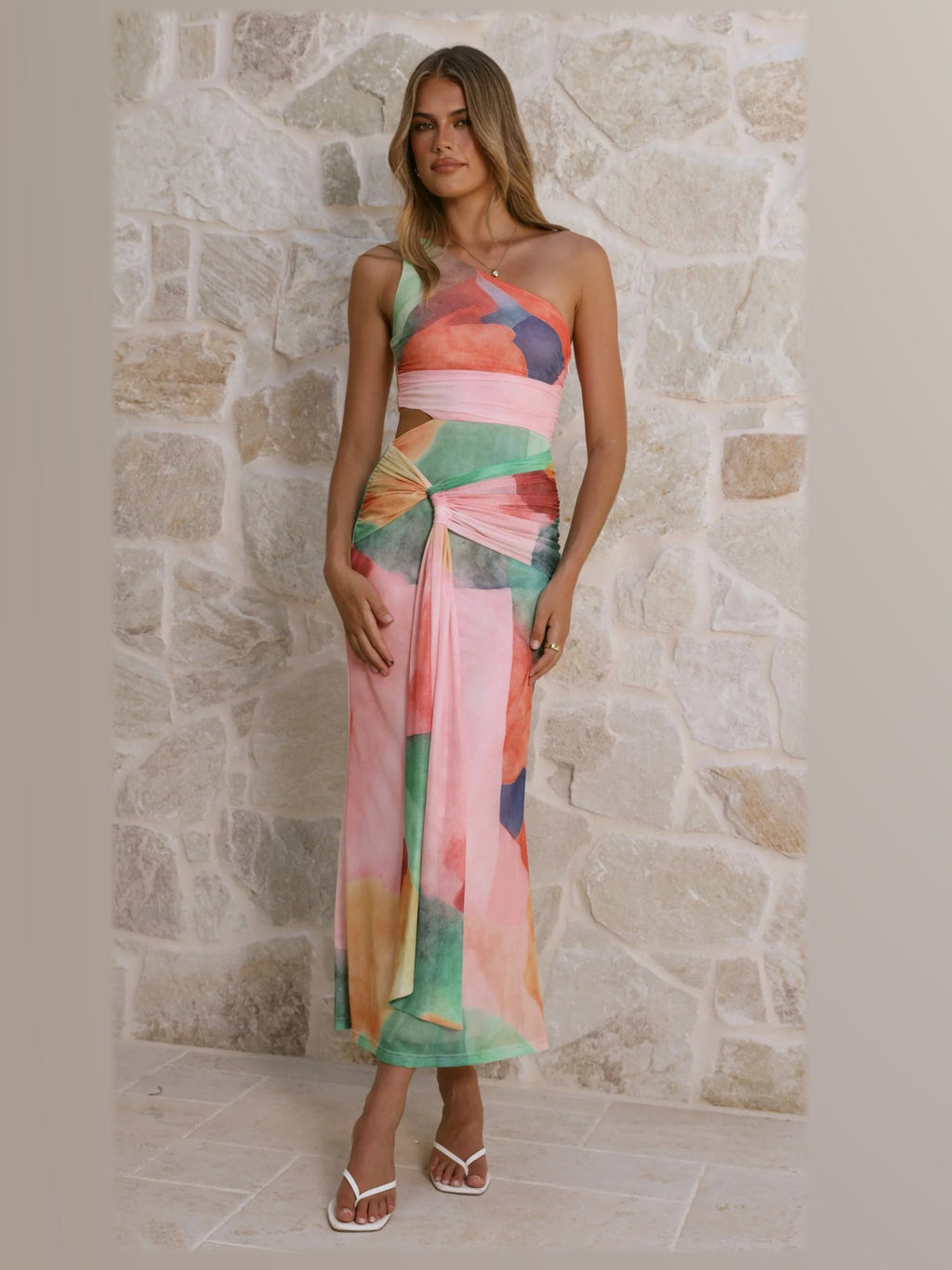 Pink A-Line Maxi Structured Woven Fabric Formal Dress for Benefit Dinner