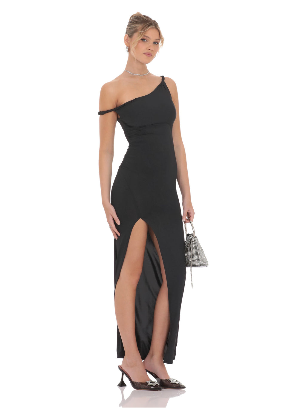 A-Line Maxi Structured Woven Fabric Bridesmaid Dress for Estate Wedding