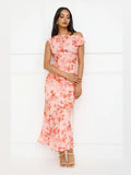 Orange Off Shoulder A-Line Maxi Structured Woven Fabric Formal Dress for Winter Formal