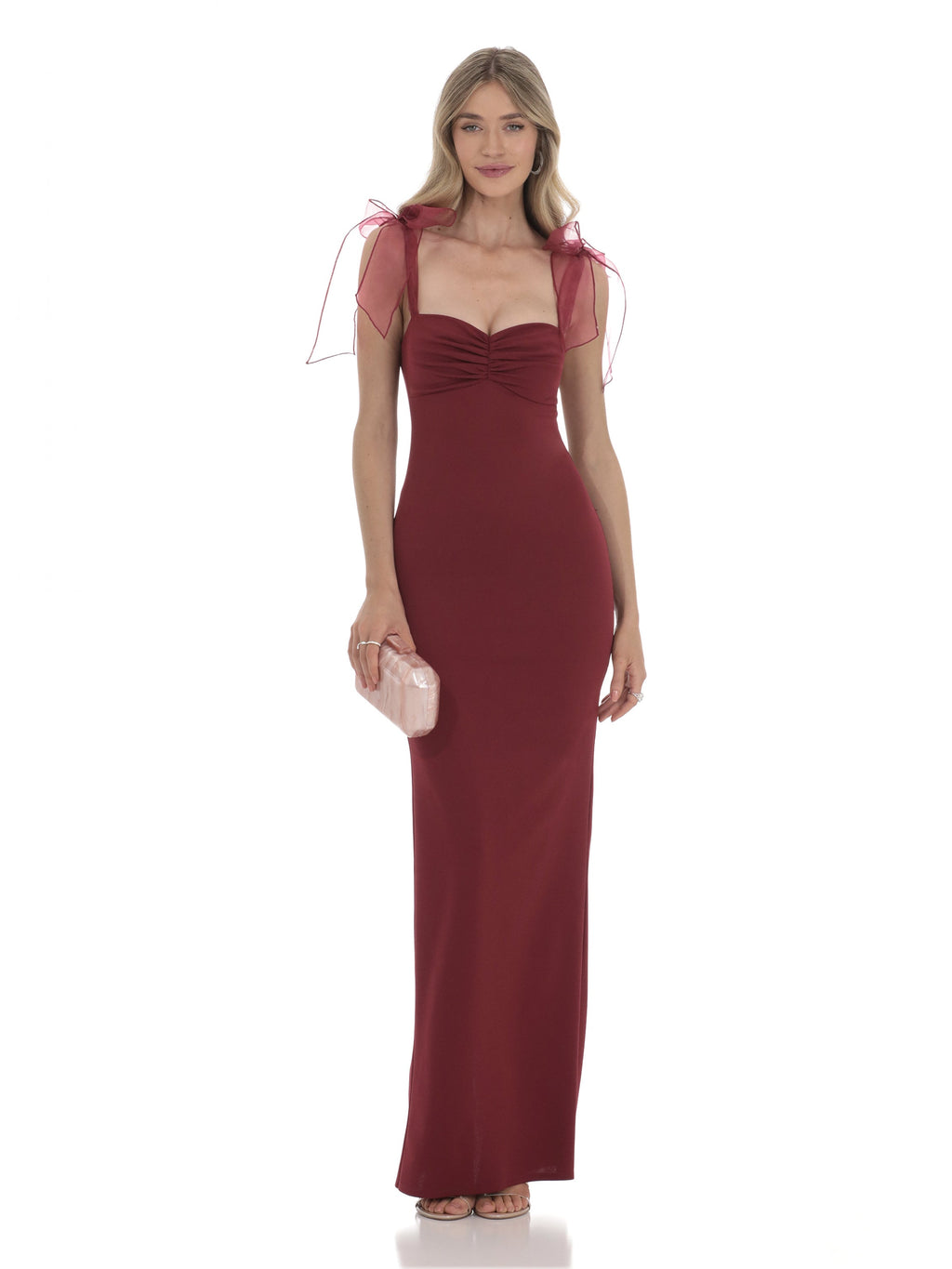 A-Line Maxi Structured Woven Fabric Bridesmaid Dress for Formal Wedding