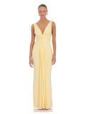 Butter Yellow A-Line Maxi Structured Woven Fabric Bridesmaid Dress for Church Wedding