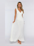 White A-Line Maxi Structured Woven Fabric Formal Dress for Bridal Shower