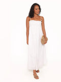 White A-Line Maxi Structured Woven Fabric Formal Dress for Opera Evening