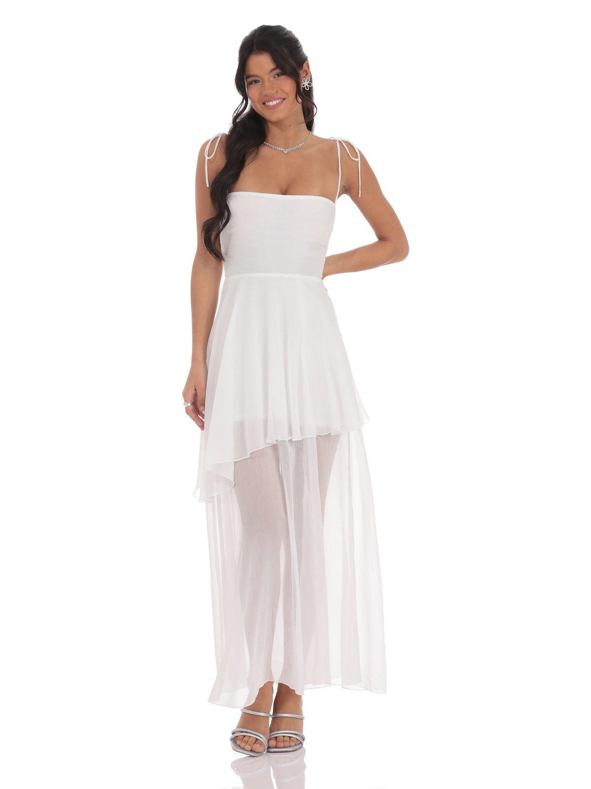 A-Line Maxi Structured Woven Fabric Bridesmaid Dress for Wedding Ceremony
