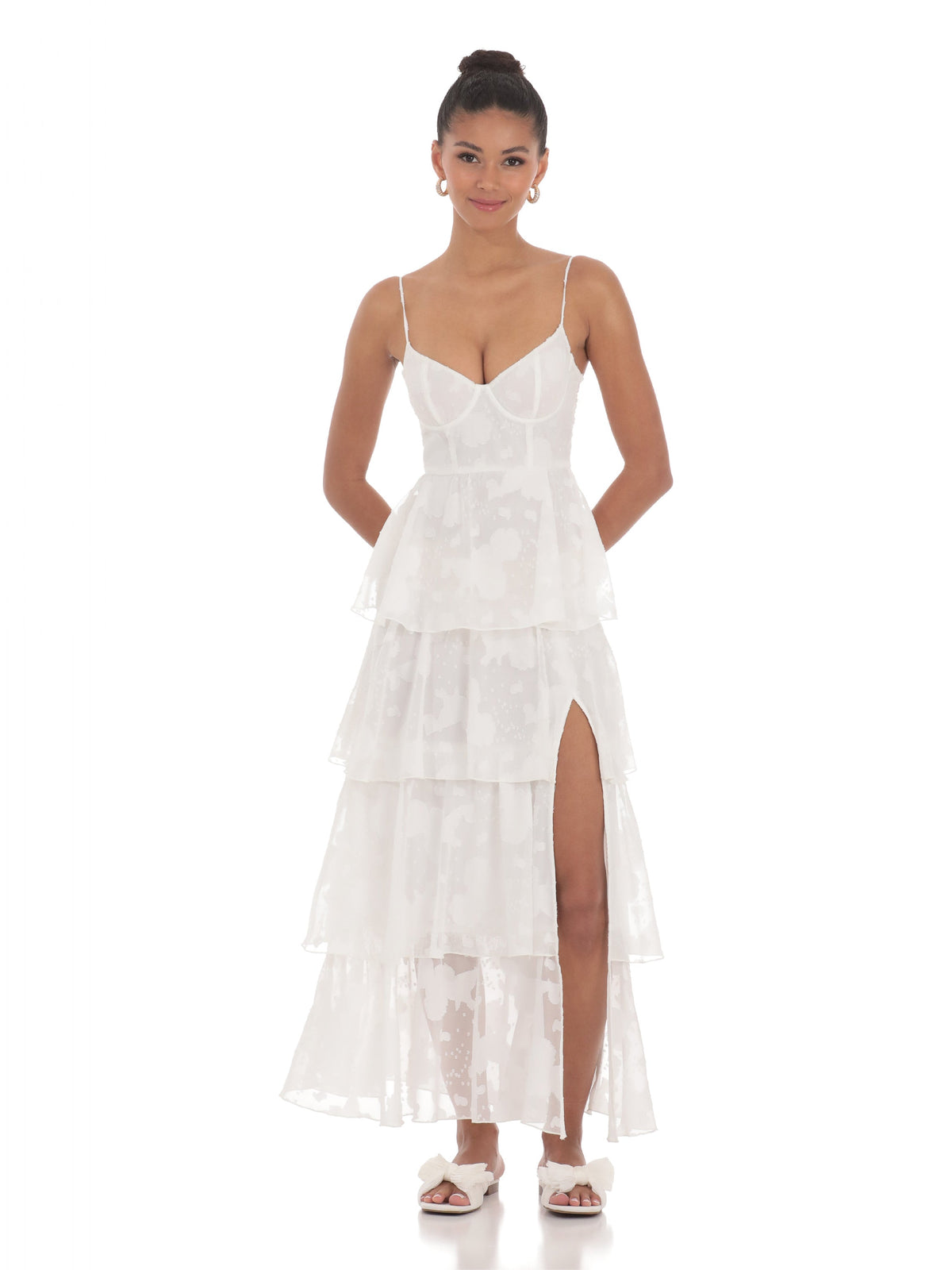 Ruffled A-Line Maxi Structured Woven Fabric Bridesmaid Dress for Destination Wedding