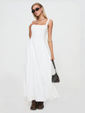 White A-Line Maxi Structured Woven Fabric Formal Dress for Formal Celebration