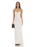 A-Line Maxi Structured Woven Fabric Bridesmaid Dress for Church Wedding