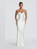 Ivory A-Line Maxi Structured Woven Fabric Formal Dress for Engagement Dinner