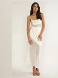 Oyster A-Line Maxi Structured Woven Fabric Formal Dress for Rehearsal Dinner