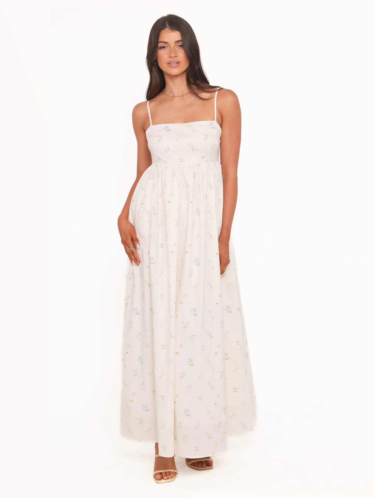 Purple Floral A-Line Maxi Structured Woven Fabric Formal Dress for Hotel Reception