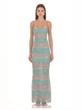 Turquoise A-Line Maxi Structured Woven Fabric Bridesmaid Dress for Destination Wedding