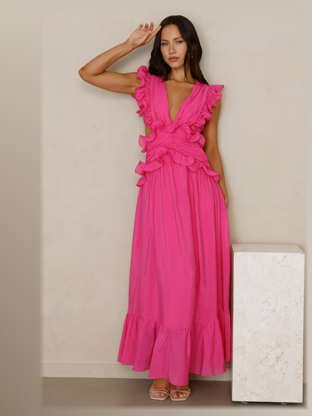 Navy A-Line Maxi Structured Woven Fabric Formal Dress for Homecoming Dance
