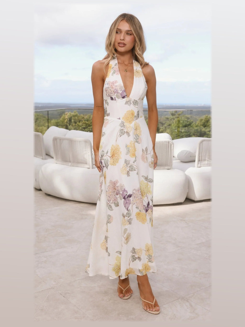 Teal Floral A-Line Maxi Structured Woven Fabric Formal Dress for Ceremony Dinner