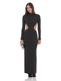 Cut-Out A-Line Maxi Structured Woven Fabric Bridesmaid Dress for Wedding Ceremony