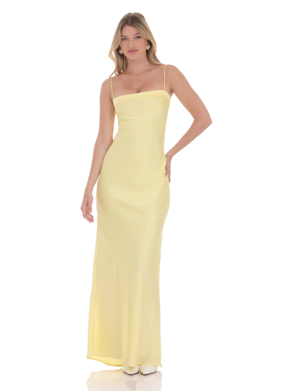 A-Line Maxi Satin Bridesmaid Dress for Wedding Ceremony