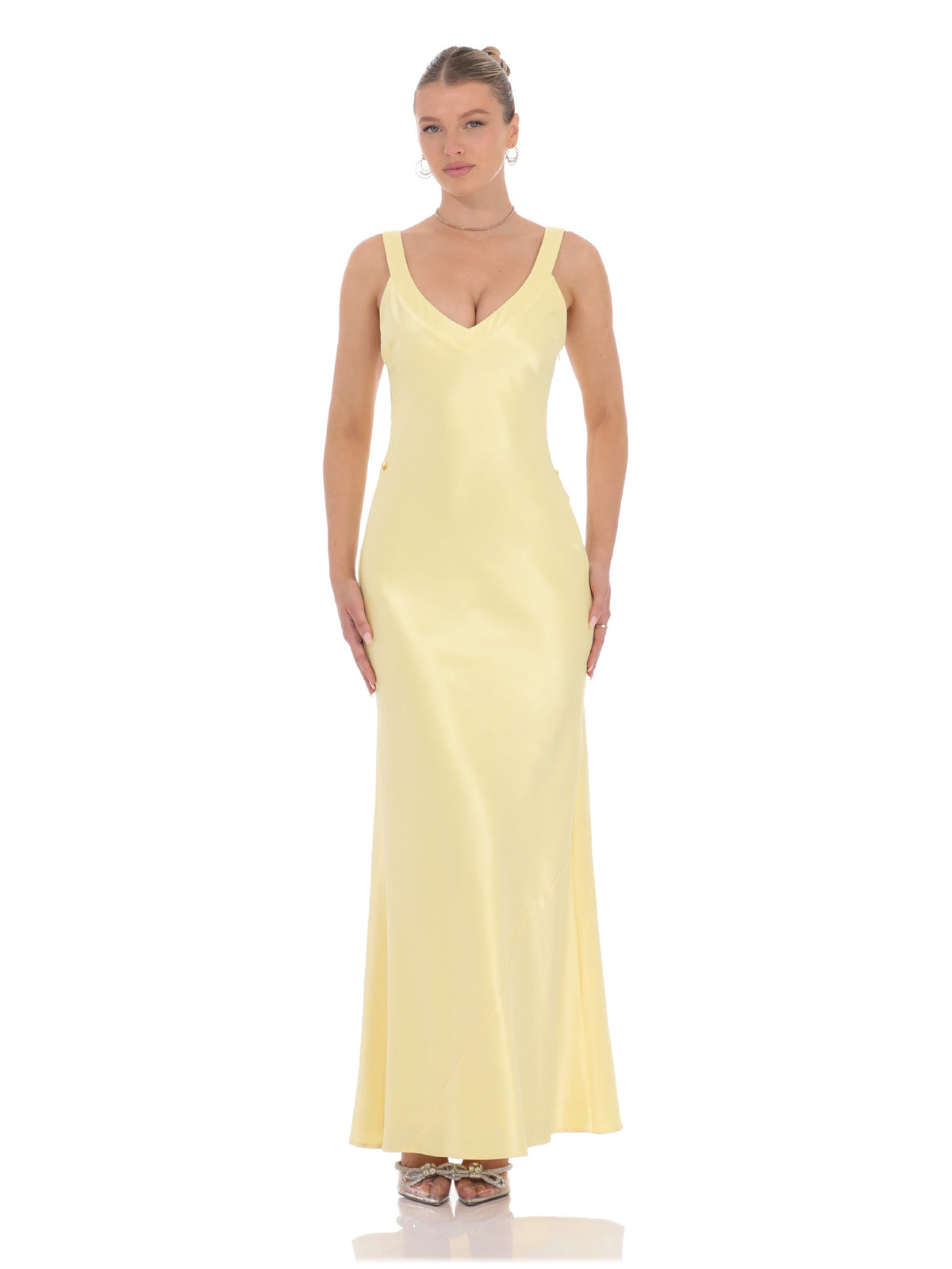 A-Line Maxi Satin Bridesmaid Dress for Formal Wedding