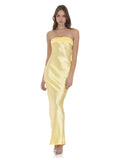 Strapless A-Line Maxi Satin Bridesmaid Dress for Destination Wedding