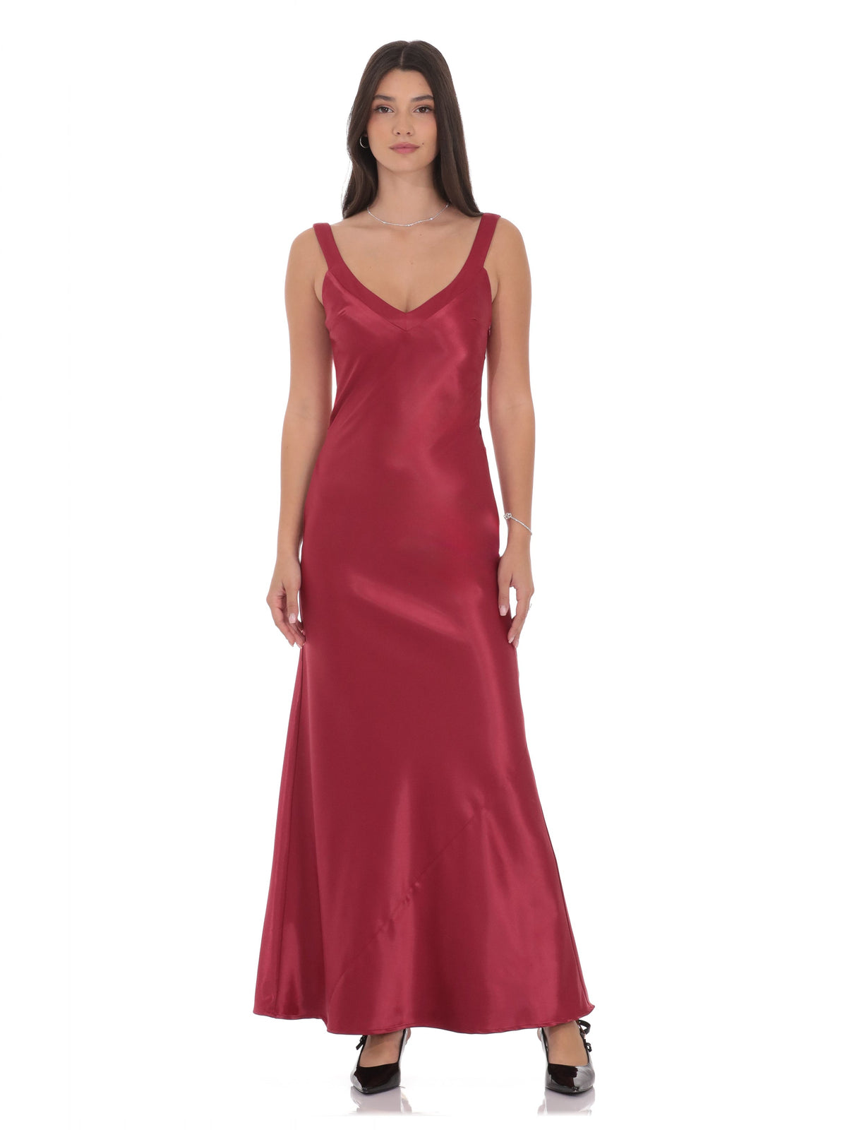 A-Line Maxi Satin Bridesmaid Dress for Formal Wedding